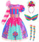 Generisch Lutscher Süssigkeit Karneval Kostüm Kleid Verkleidung mit Zubehör Mädchen Prinzessin Kostüm Party Kleid Faschingskostüm für Karneval Halloween Cosplay Party