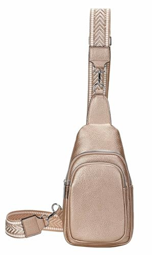ITALYSHOP24 Unisex Crossbody Bodybag Sling Tasche Rucksack Crossover Schultertasche Brusttasche Umhängetasche Bag damen herren Rosegold