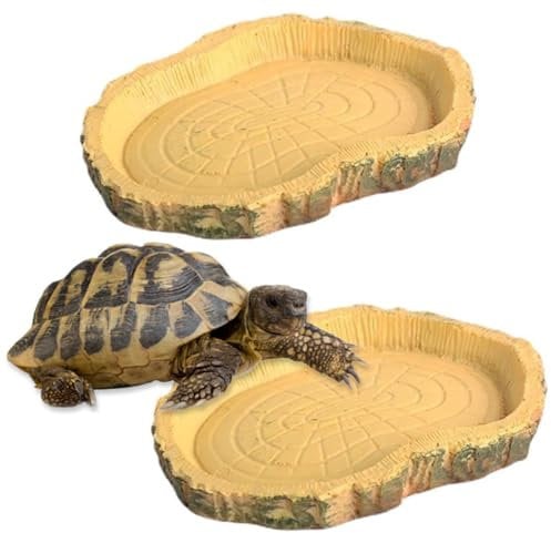 Lot de 2 bols à eau pour terrarium, accessoires pour tortues, bols à eau pour reptiles, mangeoires, bols à eau, bols pour serpent, tortue, gecko