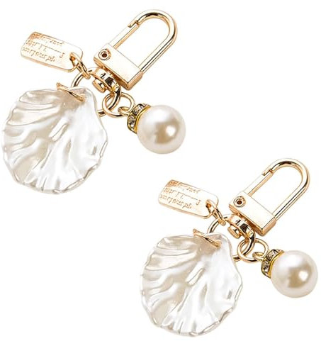 Zhuluck Lot de 2 porte-clés dorés pour sac à main avec strass et perles de cristal, doré, 3.0 Inches