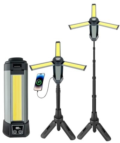 Zumhigh Telescopic Rechargeable 6000 mAh XHP50 Led Camping Lights with Portable Power,Adjustable Camping Light for Charging,Tent,Car Repair,Camping,Travel,Multifunction Magnetic Lanterns 360° Lighting