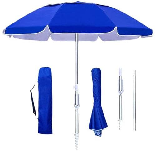 ENWYTE Parasol d'extérieur Pliable Portable, Protection UPF 50+ Bouton Poussoir Inclinaison Cadre en métal, Valise Patio Jardin Plage Piscine arrière-Cour Bleu(Dark Blue)