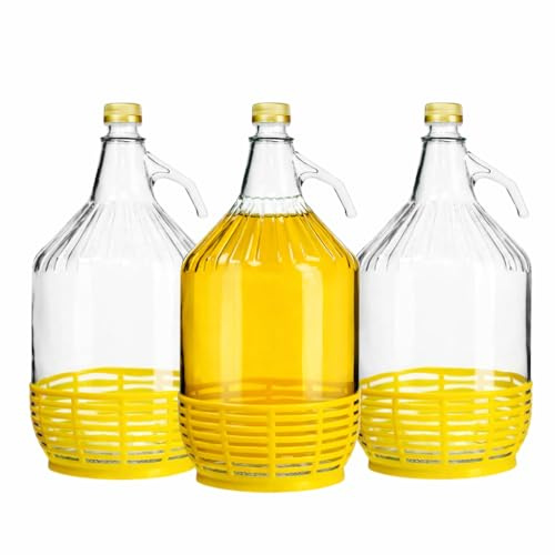 made in home Lot de 4 Ballons en verre de 5 L pour fermentation Ballon en verre pour vin avec fermeture à vis (4)