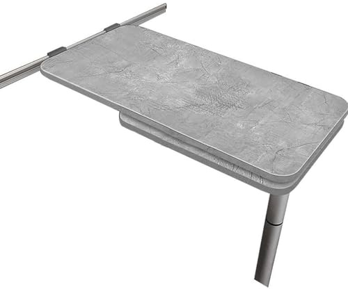 HOLGVE Table à Manger Extérieure, Table Pliable pour Camping-Car, Caravanes et Fourgons Aménagés, Plateau Double Épaisseur Rotatif à 360°, Gris