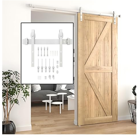 Kit De Quincaillerie For Porte Grange,accessoires Rail Porte Coulissante Silencieuse Blanche,kit Galets Roulement For Porte Simple,for Garage Domestique(67 Track (Single Door))