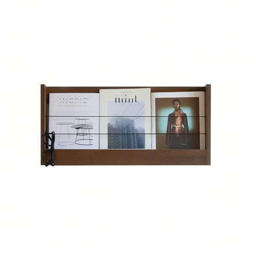 Labasuan Wandmontierter Zeitschriftenständer aus Holz, schwebender Vintage-Regalhalter, Wand-Organizer für Akten, für Eingangsbereich, Büro, Wohnzimmer, Kinderzimmer(Walnut,63cm/24.8in)