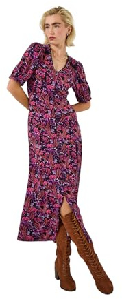 Joe Browns Women's Jersey Floral Midi Dress, Regular, Purple, UK 16