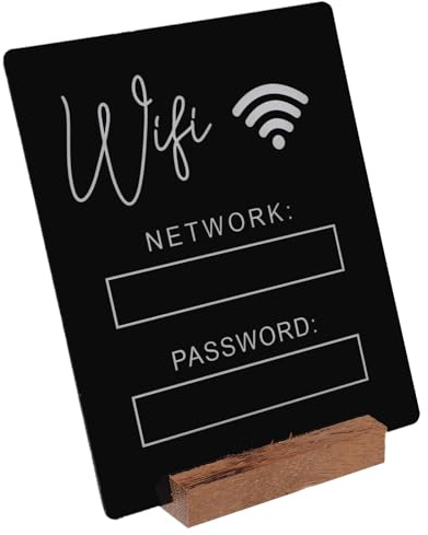 Letrero Acrílico de Escritorio Contraseña Wifi para Tiendas y Hogares | Negro, Diseño Elegante y Clásico, Resistente al Desgaste y Fácil de Limpiar, Uso en Restaurantes