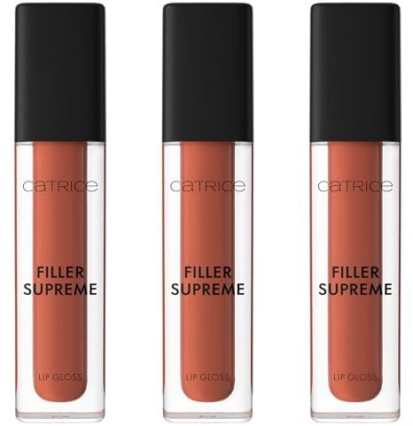 Catrice Filler Supreme Lip Gloss, Nr. 100, Braun, feuchtigkeitsspendend, volumengebend, vergrößernd, glänzend, vegan, ölfrei, ohne Konservierungsstoffe, ohne Parabene, 3er Pack (3x3.2ml)