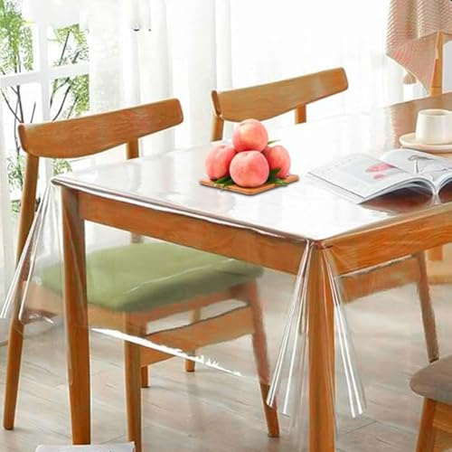 Tischdecke Transparent, PVC Durchsichtige Tischdecke, Tischfolie Durchsichtig, Wasserdicht Abwaschbar Tischschutzfolie, Abwaschbar Tisch Schutzfolie Stark 0.13 mm 100x180cm