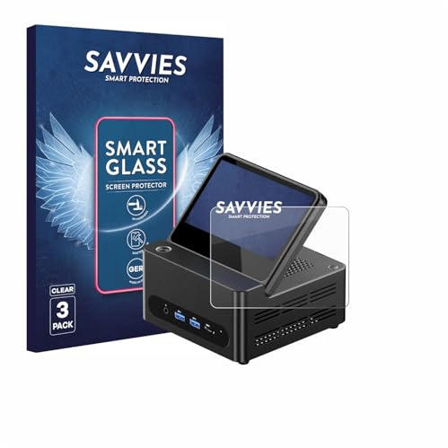 Savvies Schutzglas für AOOSTAR G-FLIP H255 | 3 Stück Transparenter Displayschutz Made in Germany Panzer Schutz Glas 9H Schutzfolie HD Klar Blasenfrei Einfache Montage