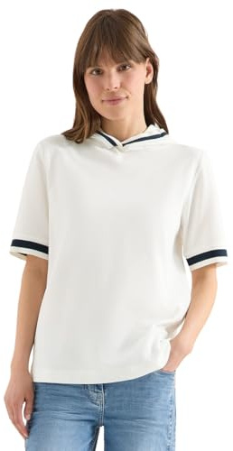 Damen Kurzarm Shirt mit Kapuze und Rippdetails