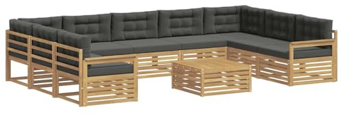 vidaXL Outdoor-Sofagarnitur mit Kissen 10 pcs Weiß und Anthrazit, Gartenmöbel Set, modernes Sofa für den Außenbereich, Lounge ganz entspannt, Terrasse, Patio