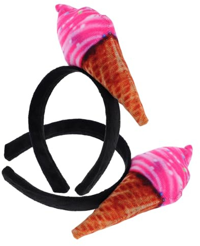 CHICAMPERA 2 Stück Eiscreme Stirnbänder aus Gewebe Lustiges Dekoratives Haarband in Eistüten Form für Kostüm Party für Familien und Freunde