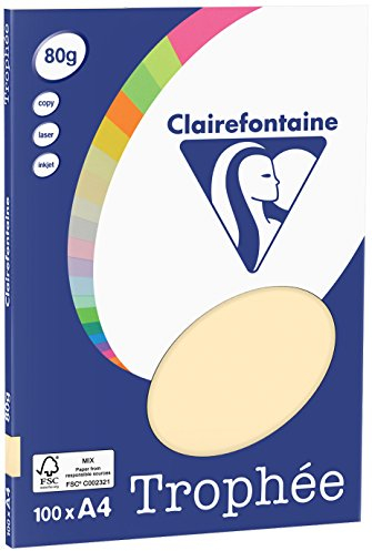 Clairefontaine 4106C - Ries Druckerpapier / Kopierpapier Clairalfa PPP, DIN A4, 80g, 100 Blatt, Chamois, 1 Ries