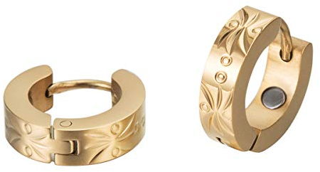 Massive Maiju gold Magnet Ohrcreolen 18 Karat vergoldet Energetix 4You 2028 medizinischer Edelstahl nickelfrei allergiefrei klassisch elegant Ø 1,4 cm