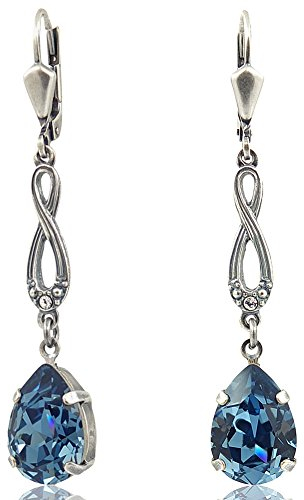Jugendstil Ohrringe mit Markenkristallen Silber Blau NOBEL SCHMUCK