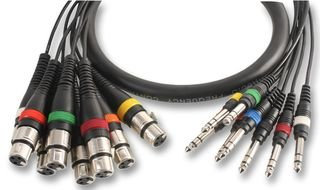 PULSE PLS00108 8 Way XLR Sockets to 6.35mm (1/4) Stereo Jack Plugs Loom, 2.5m Black
