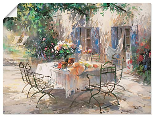 ARTLAND Wanddeko Poster & Kunstdrucke Wandposter 80 x 60 cm Landschaften Garten Malerei Creme Schatten Garten D0KN