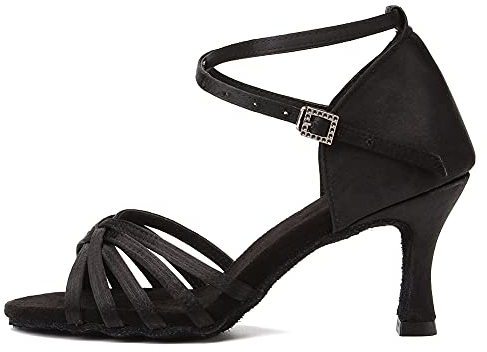 HROYL Zapatos de Baile Latino Mujer Salsa Tango Bachata Vals Zapatos de Baile de Salon,213-Negro-7, EU 38.5