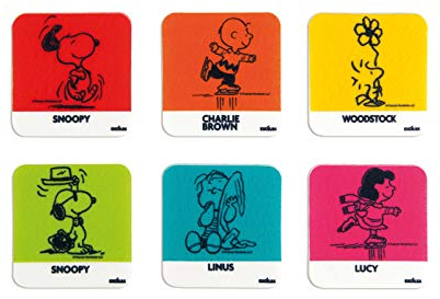 Set 6 Untersetzer Peanuts 9 x 9 Ass