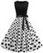 OverDose Soldes Robe Vintage Années 50 Pin up Femme Robe de Soirée Cocktail sans Manches Rétro Imprimé Pois, Grande Taille Sexy Ete Plage Dress(Noir,38)