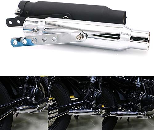 Motorbikes Muffler Silencer Exhaust Pipe 12'' For Bobber Cruiser Chopper Cafe Racer Scooter Offroad (Chrome)