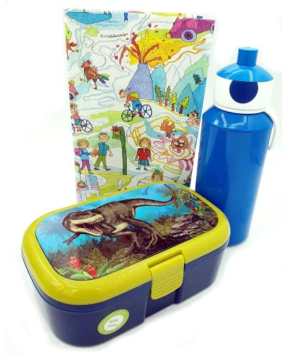 Lutz Mauder Brotdose T-Rex Trinkflasche 400ml Geschenkset für Kindergartenkinder Schulkinder inkl.Geschenkverpackung (2)