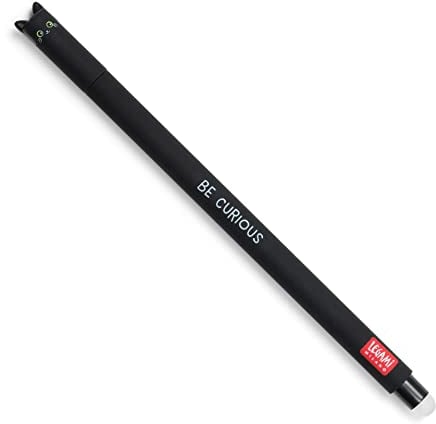 Legami - Radierbarer Gelschreiber, Kugel am Ende zum Entfernen der Tinte, ohne das Blatt abzunutzen - Schwarze Tinte, temperaturempfindliche Tinte, 0,7 mm Durchmesser der Spitze - Kitty-Thema