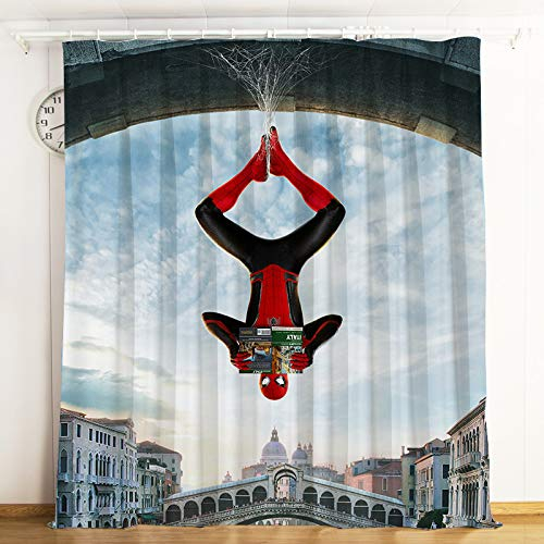 Lily & ihre Freunde - 3D-Fotodruck-Vorhänge, Marvel Heroes Spiderman, Gebürsteter Stoff, Samt-Leinen-Verdunkelungsvorhang Türvorhang Kinder Jungen Schlafzimmervorhang (Spiderman 8, 47in x 106 in)
