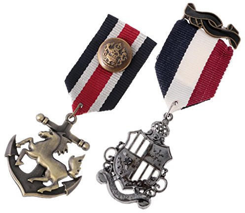 2Pcs Hommes Militaire Marine Médaille Streampunk Badge Broche Parti Bijoux