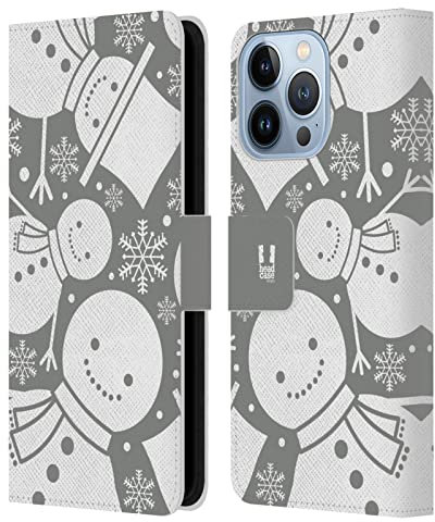 Head Case Designs Snowman Silver Holiday Collection Leather Wallet Case Compatible With Apple iPhone 13 Pro