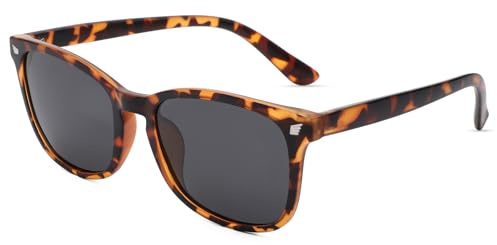 COASION Polarized Kids Sunglasses UV 400 Protection for Girls Boys Classic Retro Style Toddler Shades Age 3-12 (Matte Leopard/Grey Lens)