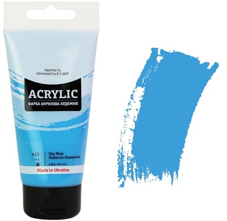 7 Artists Acrylfarbe Blau 75 ml – Hochdeckende Himmelblau Acryl für Holz, Leinwand, Ton & Stein Bemalen | Einzelne Acrylic Paint | Hellblau Acryl Farbe für Basteln & Malen | Acrylfarben Einzeln