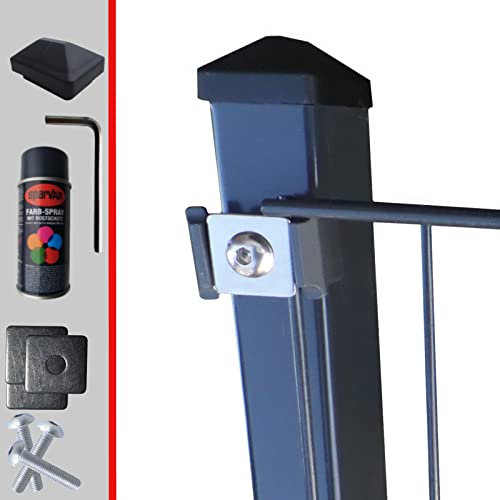 Doppelstabmattenzaun Komplettset 8/6/8mm in Anthrazit RAL7016 – Stabmattenzaun Gartenzaun - Pfosten mit Klemmhalter und Zubehö, Zaunhöhe:1030 mm, Zaunlänge:20 m