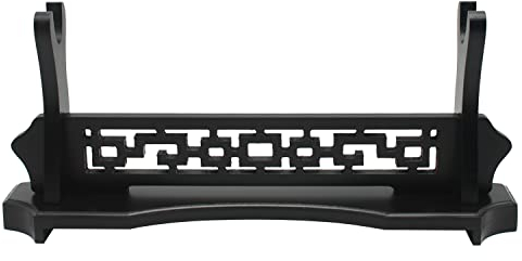 WANLIAN Schwertständer Desktop Katana Gladiator Schwertständer für Display Einschichtiger Schwertständer, Ausgehöhltes Graviertes Design ganz Schwarz