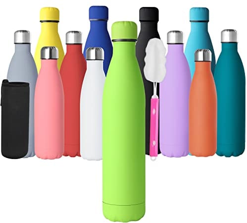 GeeRic Stainless Steel Water Bottle 1 Litre, Double-Walled Vacuum Insulated Metal Water Bottle 12 Hours Hot & 24 Hours Cold Drinks Cycling Bottles for Outdoor Sports Hiking Running 1000ml Green