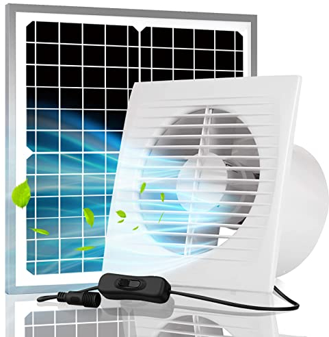 Sun Energise Solar Powered Exhaust Fan Pro, 20W Solar Panel + 8 Inch High Speed Exhaust Fan with Anti-backflow Valve, Wall Mount Ventilation & Cooling Vent for Greenhouse, Shed, Chicken Coop, Garage