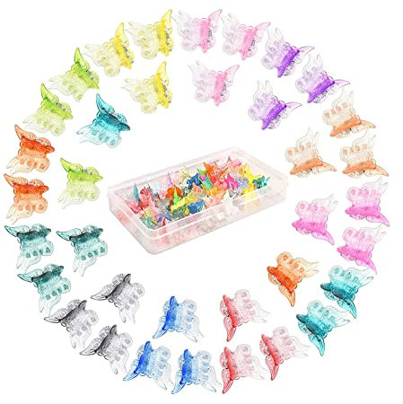 Lot de 0 mini pinces à cheveux papillon pour filles avec boîte, jolies pinces à cheveux papillon pour femmes et filles (cristal-30)