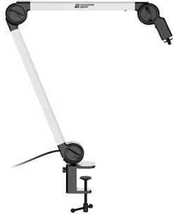 ENDGAME GEAR Mikrofon Arm - Praktisch Mikrofonständer - Universal Mikrofonarm - Mikrofon mit Ständer - Mikrofon Halterung - Mikrofon stativ - Klammernweite bis zu 55 mm - Weiß
