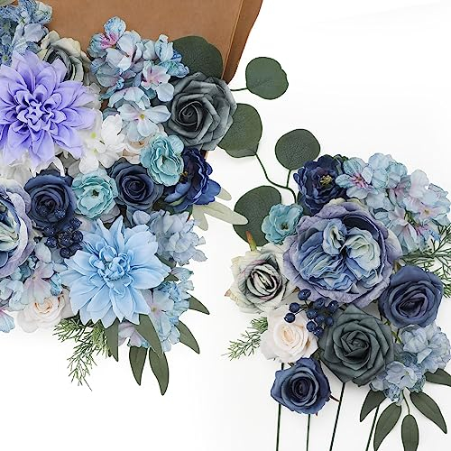 Senseya Künstliche Blumen Combo Box Blume Blatt mit Stielen für DIY Hochzeit Sträuße Braut Dusche Mittelstücke Party Dekorationen