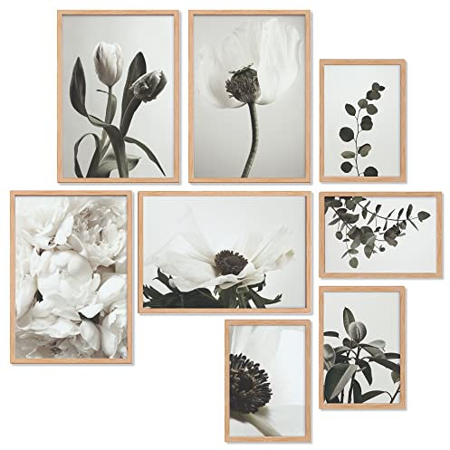 Heimlich® Premium Poster Set OHNE Bilderrahmen | 4 x DIN A3 & 4 x DIN A4 - ca. 30x42 & 21x30 | Stilvolle Poster Collagen mit modernen Bilder als Wanddeko |» Grüne Kunst «