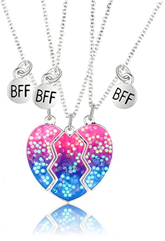 3 Stück Liebeskette BFF Halsketten Freundschaft Best Friends BFF Freundschaftskette Geburtstag Anhänger Geschenk Kette für Mädchen
