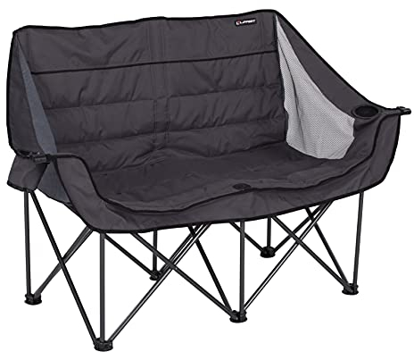 Lippert Faltbarer gepolsterter Loveseat für Camping mit Tragetasche Dunkelgrau