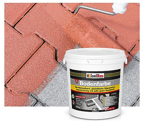 Isolbau Bodenfarbe - 20 kg - Boden- und Betonfarbe für Keller, Garage, Werkstatt - Wasserfeste Bodenbeschichtung für innen & außen - Ziegelrot (RAL)