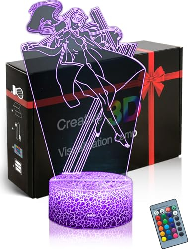 DAHEYMA 3D Stimmungslicht Illusion Darling Franxx Figur Lampe 16 Farben ändern LED Anime Nachtlicht mit Fernbedienung, Geschenke für Urlaub, Home Schlafzimmer Decor Manga Tischlampe