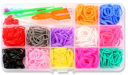 Luckious 600 PCS Beginner's Kit, Rubber Braid Refill, Colorful Braided Twisted Bands Set, Children's Party DIY Friendship Bracelet Making Kit, Birthday Gift