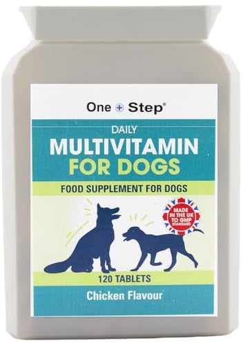 One Step: Multivitamin Supplement for Dogs | 120 Tablets | Bone Health, Immune System, Skin, Coat & Overall Vitality | Chicken Flavoured