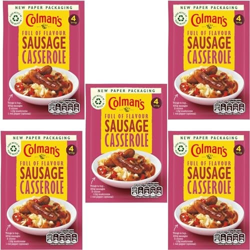 Colman's Bundle with Colman’s Sausage Casserole Recipe 39g – (Pack of 5) Mix perfect with mash quick to prepare casserole mix seasoning