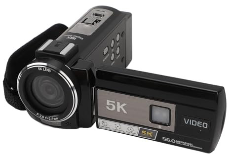 Videocamera Videocamera Registratore per Fotocamera Digitale Touchscreen da 3 Pollici 5K HD 56MP Zoom 18X Visione Notturna Videocamera per con Paraluce per Microfono